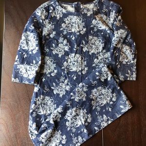 Gap Floral Jacquard Medium Indigo Denim Dress, 8